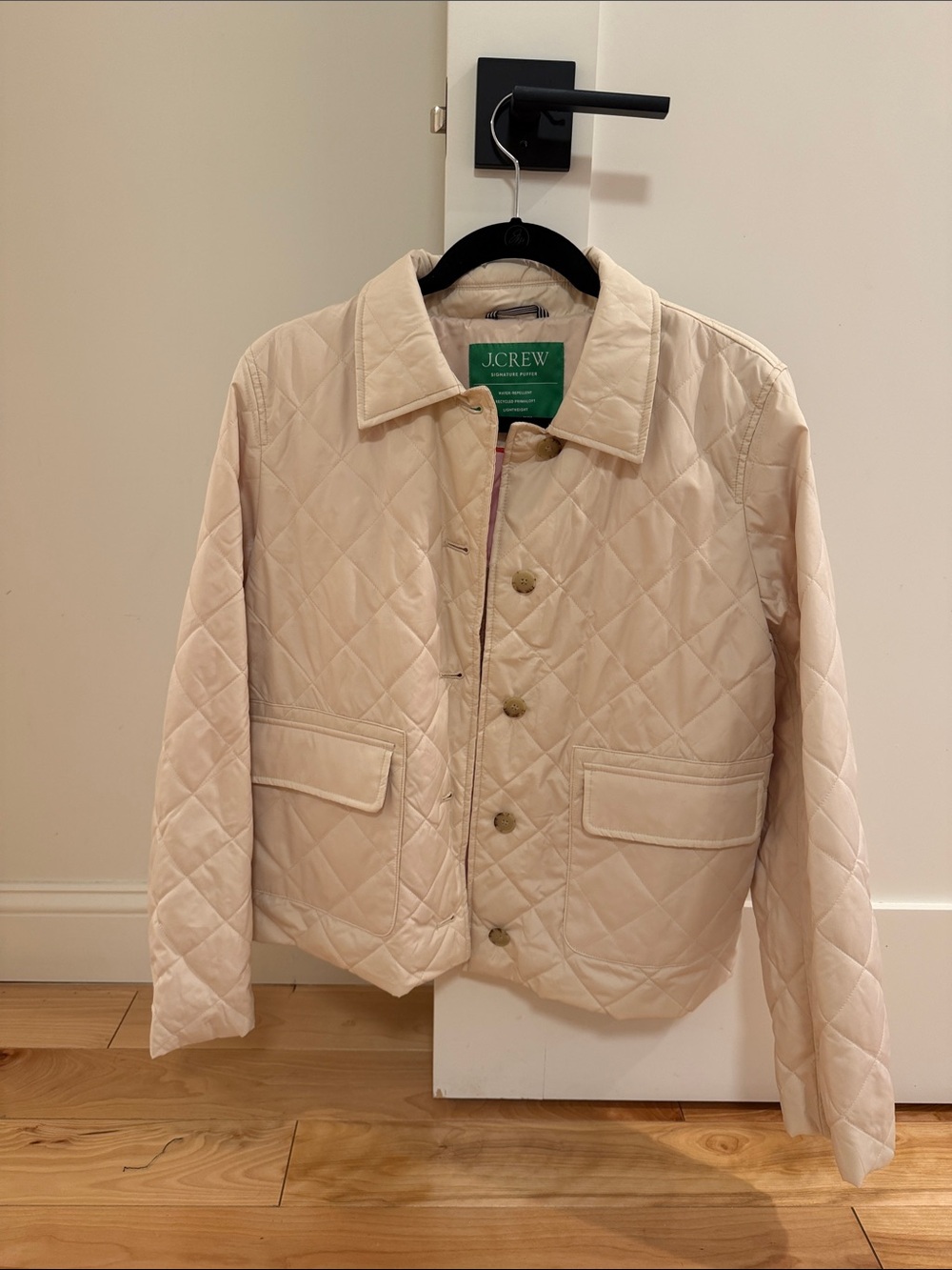 J. Crew Cream Quilted Button-Up Jacket